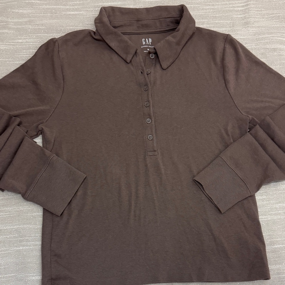 GAP Chocolate Long Sleeve Polo